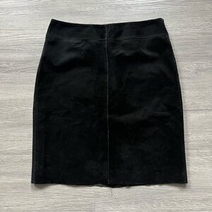 Express Black Suede Leather Knee-Length Skirt